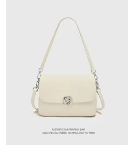 Genuine leather women's shoulder bag stylish solid color underarm crossbody bag for spring.