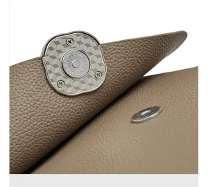 Premium leather women shoulder bag magnetic clasp detail close-up view accessory