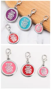 Zinc alloy pet dog tag round metal charm engraved puppy pendant cute pet accessories
