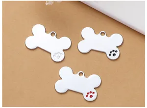 Zinc alloy bone-shaped pet ID tags, smooth blank surface for double-sided custom engraving.