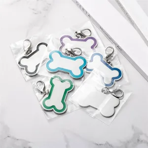 Targhetta per animali a osso in acciaio inossidabile, bordo smaltato, immagine principale.