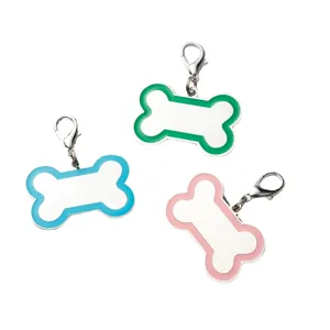 Set di targhette identificative per animali a forma di osso in acciaio inossidabile colorate