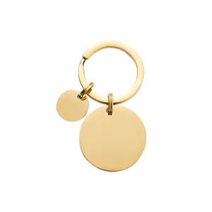 Stainless steel gold round blank dog tag pet ID keyring minimalist metal pet collar accessory