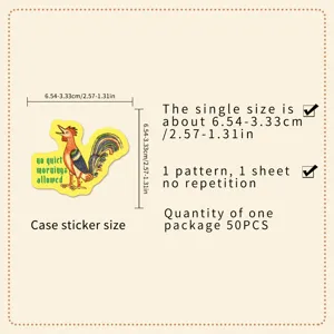 Medieval manuscript rooster stickers, 50pcs waterproof decorative stickers for laptops, cases.