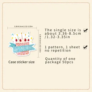 50pcs Joyeux Anniversaire autocollants laser étanches pour gobelet, set mignon.
