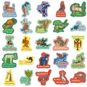 50pcs medieval manuscript stickers funny office worker meme waterproof decor decals