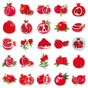 Set adesivi melograno, vinile impermeabile vista di dettaglio, design di frutta carina decoro.