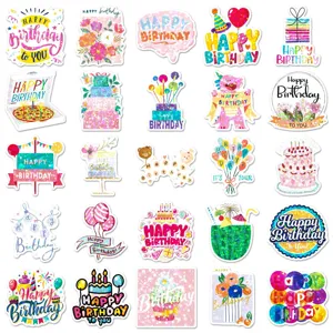 Lot de 50 autocollants laser d'anniversaire, stickers décoratifs imperméables pour gourdes.