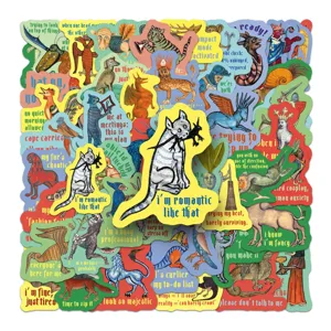 50pcs medieval manuscript stickers funny meme aesthetic waterproof vinyl stickers for laptop