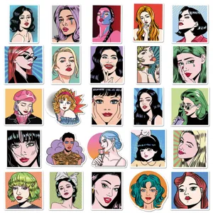 Vista dettagliata del set adesivi pop art stile fumetto vintage, ideale per decorare cover.