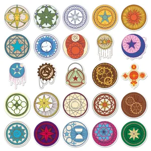 Set d'autocollants de cercle magique de dessin animé, autocollant en vinyle pour valise, gourde.