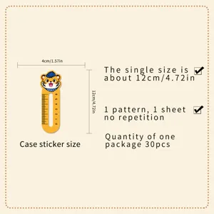 30pcs cute tiger shaped ruler bookmarks, 12cm paper book markers for reading and school study.