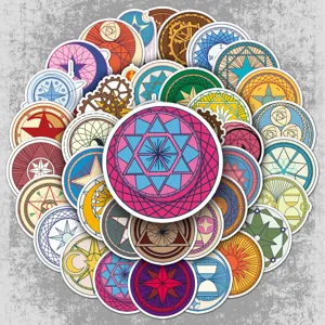 Autocollants Cercle Magique Stickers PVC Imperméables Série Sorcière Pack d'Autocollants Esthétiques pour Bouteille d'Eau Bagages