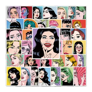 50pz adesivi graffiti pop art retrò impermeabili estetico fumetto ritratto di donne