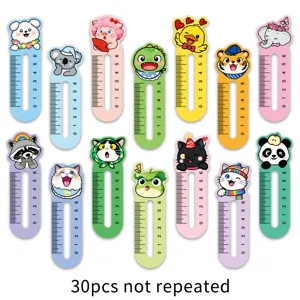 Cute cartoon animal ruler bookmarks, 30pcs non-repeating paper book clips for reading.