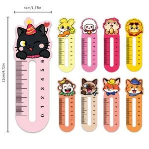 Cute animal straight edge bookmarks set, paper reading page markers, student stationery gifts.