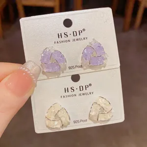 Pendientes geométricos coloridos de verano estilo dulce elegantes aretes de cristal para mujer