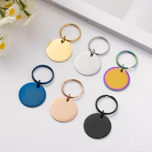 Stainless Steel Pet ID Tag Round Blank Dog Cat Tag Anti-Lost Collar Pendant Smooth Metal Pet Accessory For Dogs Cats