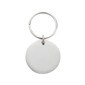 Stainless steel blank pet dog tag with round metal split ring collar ID charm for anti lost