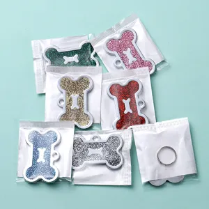 Glitter bone pet ID tag, colorful metal dog tag pendant, anti-lost pet accessories main image