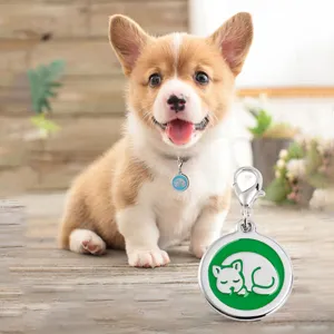 Cute metal pet ID tag with colorful epoxy finish for dogs and cats main view.