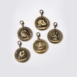 Vintage Zinc Alloy Pet ID Tag Dog Tag Embossed Animal Pattern Round Metal Pendant For Dogs Cats Collar Pet Accessories