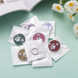 Glitter dog tag zinc alloy embossed pet ID tag anti-loss cat puppy paw print charm