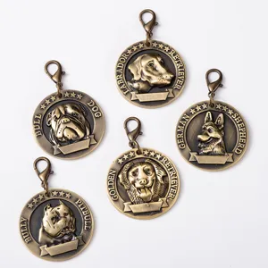 Vintage zinc alloy dog tag pet ID pendant vintage metal dog collar accessory badge.