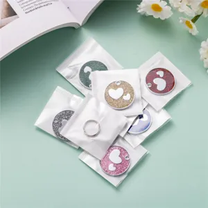Glitter heart pet ID tag zinc alloy engraved cat dog anti-loss collar pendant accessory
