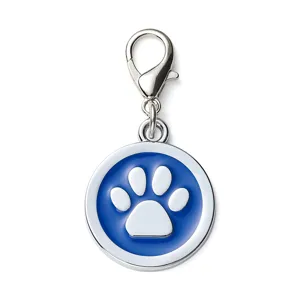 Blue enamel paw print pet dog tag metal pendant with lobster clasp for anti-lost identification