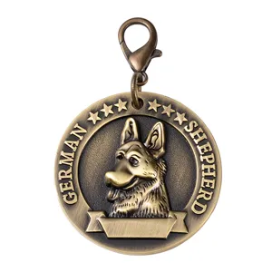 Vintage zinc alloy German Shepherd dog tag pet ID pendant metal badge collar charm