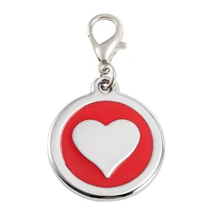 Zinc alloy pet dog tag with heart design, engravable anti-lost puppy ID tag main image.