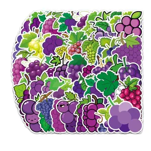 50pcs cute grape graffiti stickers waterproof aesthetic cartoon fruit decals for phone case cup