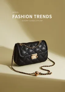 Sac bandouliere en cuir matelasse noir chaine elegante sac a main tendance mode classique