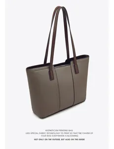Genuine leather tote bag for women, large capacity shoulder bag for daily commuting and work.