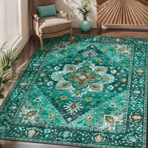 Bohemian Vintage Floral Area Rug Washable Non Slip Carpet For Living Room Bedroom Sofa Table Floor Mat