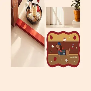 Cute cartoon dachshund absorbent floor mat, thickened soft anti-slip rug for doorway.