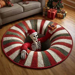 Tapis rond en velours de cristal 3D Halloween Noel pour salon decoration de fete