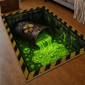 3D Illusion Toxic Waste Halloween Decorative Rug Non-Slip Floor Mat for Living Room