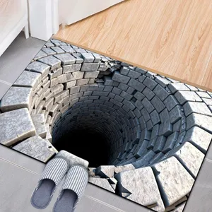 3D visual floor mat entrance door mat non-slip crystal velvet home decor deep well print rug