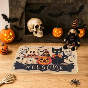 Paillasson d'Halloween avec motif de chauve-souris, tapis d'entrée antidérapant et durable.