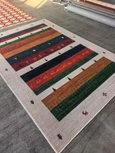 Modern minimalist imitation sisal carpet, striped patterned living room floor rug, non-slip.