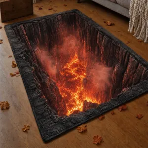 3d lava abyss floor mat detail view halloween holiday decor rug for living room