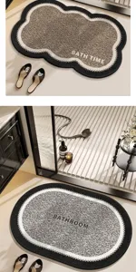 Absorbent non-slip bathroom mat soft floor carpet for home door entryway and toilet use.