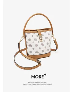 Retro Monogram Bucket Bag Women Fashion Top Handle Crossbody Shoulder Bag Detail View