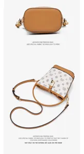 Detail view of the vintage monogram bucket bag showing hardware and fabric texture.