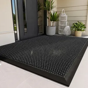 Minimalist PVC Door Mat Anti-Slip Wear-Resistant Solid Color Mesh Floor Mat For Home Entrance Hallway Living Room Bathroom Kitchen Decor