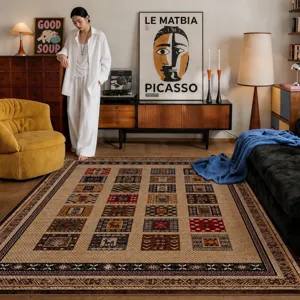 Bohemian Ethnic Living Room Carpet Retro Imitation Sisal Non-Slip Area Rug For Sofa Coffee Table And Bedroom Floor Mat
