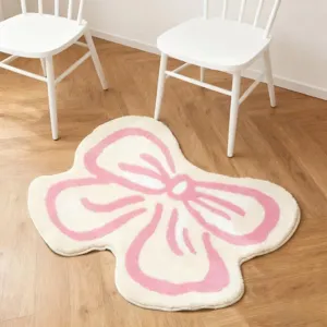 Schattige strikvormige kaschmirachtige vloermat voor slaapkamer en woonkamer decor hoofdaanzicht