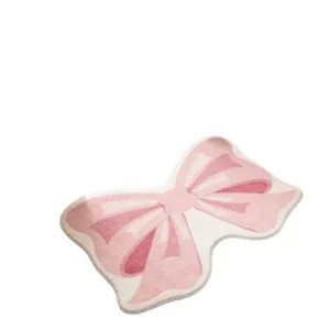 Roze strik vormige imitatie kaschmir vloermat schattige slaapkamer pluizige tapijt
